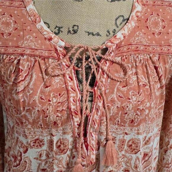 Lucky brand Mauve and white Oversized Boho Peasant Blouse Size Small - Picture 4 of 9